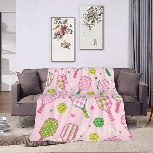 Pickleball Paddle Blanket for Women, Gifts for Girls, Cute Preppy Pickleball Blankets for Kids, Soft Cozy Lightweight Throw for Bed Sofa Home Travel Room Decor, 40x50 Inch - Image 5