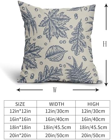 Blue Fall Pillow Covers 16x16 Set of 2 Cream Maple Leaf Print Autumn Colored Harvest Decorative Outdoor Pillowcases Farmhouse Seasonal Throw Cushion Case Decor for Home Couch Sofa Bed - Image 5