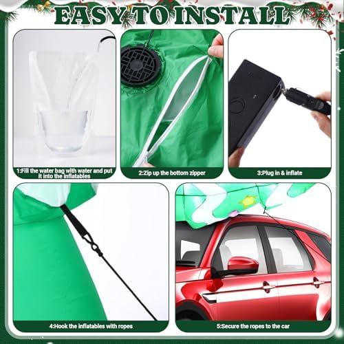 Soulchen 5 FT Christmas Inflatable Car Decorations with LED Lights Blow up Lying Down Christmas Tree for Outdoor Car Roof Decor Xmas Vehicle Accessories Yard Lawn Garden - Image 4