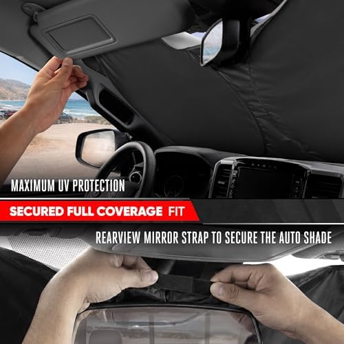 Motor Trend Custom Fit Dodge Ram 1500 Windshield Sun Shade - Fits All (2019-2026) Trims - Foldable Pop-Up Car Windshield Sunshade Dodge Ram 1500 Accessories - Automotive Ram Truck Interior Protection