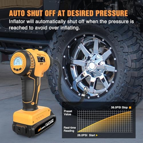Nilight Cordless Tire Inflator 150PSI 20V/12V Dual Power Supply