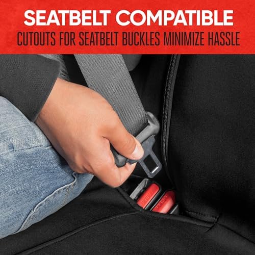Motor Trend SpillGuard Waterproof Rear Split Bench Seat Covers for Trucks Rear Seat Cover Only - Black Car Seat Covers, Back Seat Covers Only - Durable Neoprene Spill Resistant for Kids & Dogs