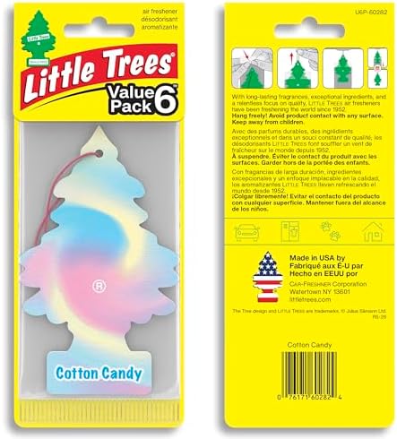 LITTLE TREES Car Air Freshener, 4 Count (Pack of 6), Cotton Candy