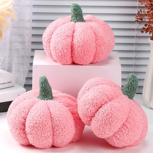 Namalu 3 Pcs Thanksgiving Pumpkin Pillows,7.87 Inch,Pink by Namalu