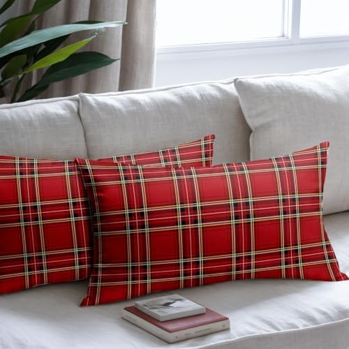 Christmas Plaid Lumber Pillow Covers 12x20 Set of 2 Red Highly Absorbent - Image 7