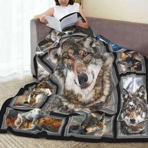 Wolf Blanket Wolfs Throw Blanket Wolves Lover Gifts for Men Boys Adults Soft Plush Stuff Fleece Flannel Bedding for Sofa Office Decor 50"X60" - Image 6