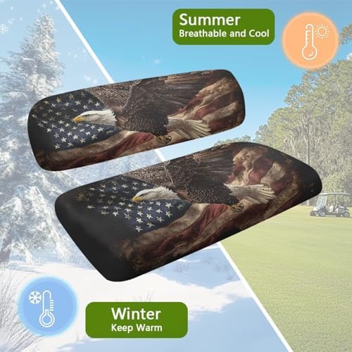 Yewatlles Eagle with American Flag Club Car Seat Covers, Golf Cart Seat Covers for Club Car Printed Ordinary Seat Casual Comfortable/Breathable