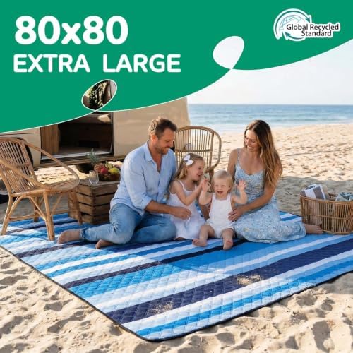 RYCHIC Waterproof Beach Blanket Picnic Mat Outdoor Oversized Sandproof Dog Thick Rug Towel Camping Gear Family Trip Essentials Summer Vacation Must Have Travel Accessories Lake Day Thing Item Gadget - Image 2