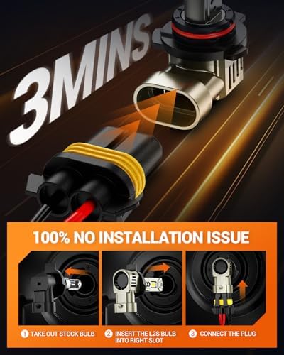 SEALIGHT 2026 Upgrade H11/H8/H9 Light Bulb, 1200% 70000LM Super Bright 6500K Built-in Driver, H11 Bulb 360° Adjustable Plug-N-Play, IP68 Waterproof, Pack of 2
