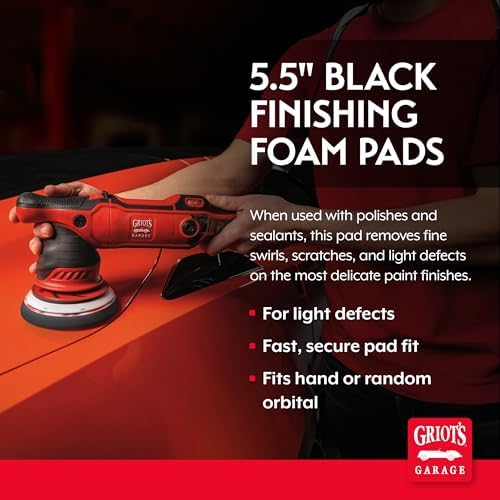 Griot's Garage 5.5" Black Foam Finishing Pads for Car Polishing and Detailing, Buffing Pads for Paint Correction and Sealant Application, 10518, Set of 2 - Image 2