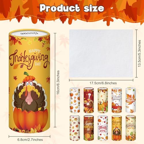 Hushee 10 Pack Thanksgiving Car Tissue Cylinders with 500 Facial Tissues - Image 2