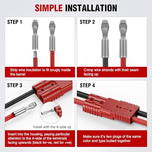 Nilight 175A Anderson Connector 4AWG Plug 12V-36V Battery Connect Kit