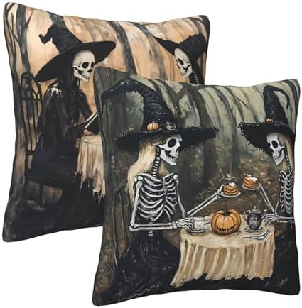 Vintage Skull Throw Pillow Covers 18x18 inch Set of 2 Pillow Case Cushion Cover for Home Sofa Couch Living Room Car Decor - Image 2
