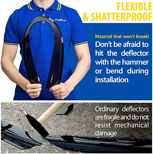 Goodyear Shatterproof in-Channel Window Deflectors for Ford EcoSport 2018-2022, Rain Guards, Window Visors for Cars, Vent Deflector, Car Accessories, 4 pcs - GY007890