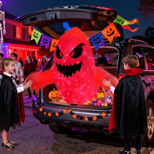 TURNMEON 3.5FT Halloween Inflatable Ghost Trunk or Treat Car Decoration Kit Broke Out from Car Decor SUV Build-in LEDs Blow up Halloween Outdoor Decorations Party Lawn Yard - Image 6