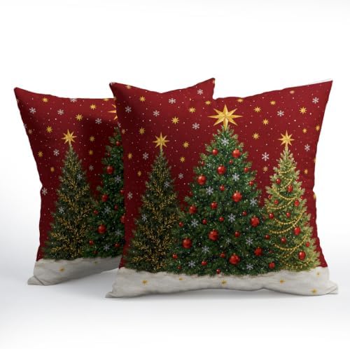 Winter Christmas Tree Pillow Covers 22x22 Set of 2 Highly Absorbent - Image 2