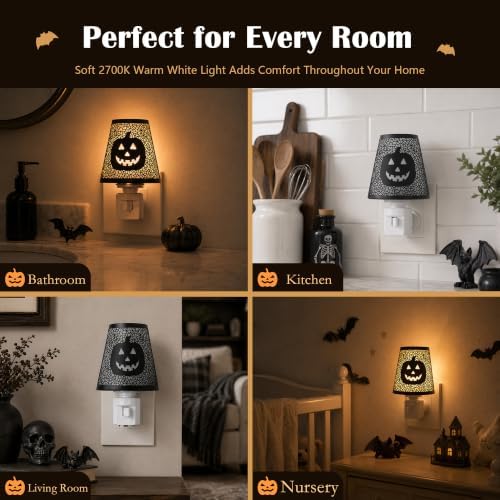 Classic Removable Shade Halloween Pumpkin Plug-in Night Light - Image 7