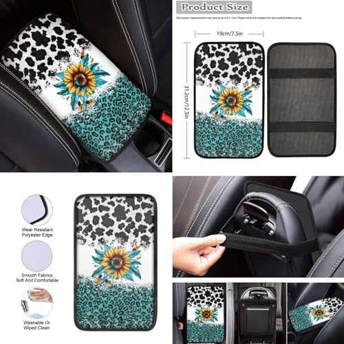 Leopard Auto Seat Covers Full Set 12pcs Leopard Car Accessory Universal Fit Car Seatbelt Pads Steering Wheel Cover Armrest Keychain Coaster,Green White Cheetah Sunflower Car Interior Sets