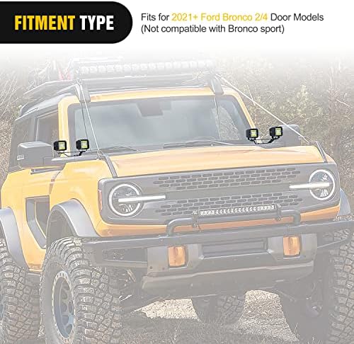 Nilight 2PCS Dual A-Pillar Mounting Brackets for Ford Bronco | for Ford Bronco 2021 2022 2023 2024 2025 2026 Windshield Hinge Mounting Brackets