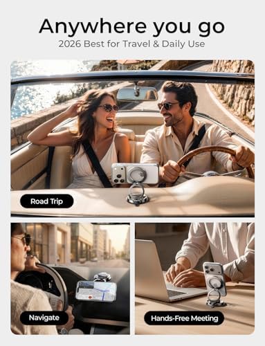 LISEN Suction Phone Mount for Vacuum for iPhone 18 Pro Max Car Mount Holder [All-Metal & Nano Gel 98+LBS Suction], 360 Adjustable Magnetic Phone Holder for Car Magsafe Car Mount, Silver
