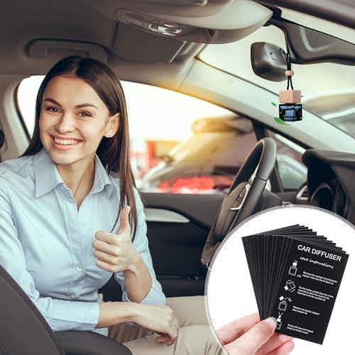 Boao 50Set Hanging Car Freshener Diffuser Bottle, Black Card Black Square