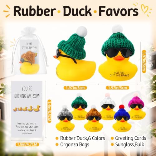 Liliful Mini Rubber Ducks with Glasses Hats, 108 Sets, Elegant Christmas - Image 2