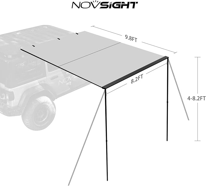 NOVSIGHT Car Side Off Road Awning 8.2 x 10ft, Waterproof Pull-Out - Image 2