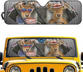 Renewold Windshield Sun Shade Sun Visor Shield Fit for Jeep Wrangler JK JKU JL JLU 1997-2023 2/4 Door Gladiator JT 2020-2023 Fully Covered Foldable Front Sunshade Blocks UV Heat Funny Elk Deer Driving
