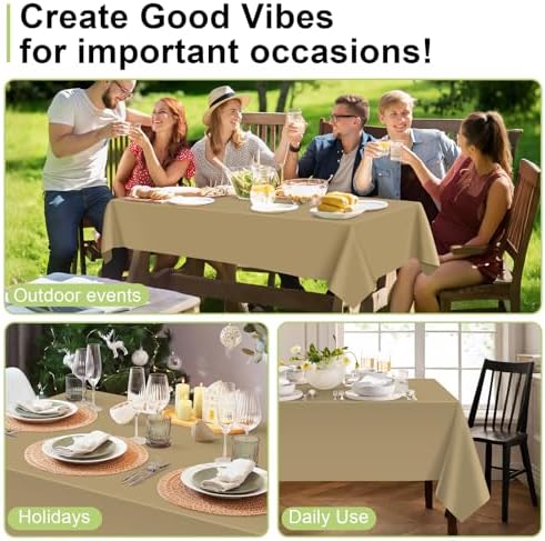 QIKSION 3 Pack Gold Plastic Tablecloth, Gold Table Cloth Disposable - Image 4