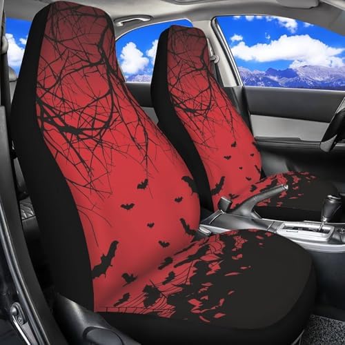 Halloween Bat Car Seat Covers Set of 2, Universal Thin Car Front Seats Branch Vehicle Enterior Protector Suitable Fits Most Car Auto SUV Sedan Truck