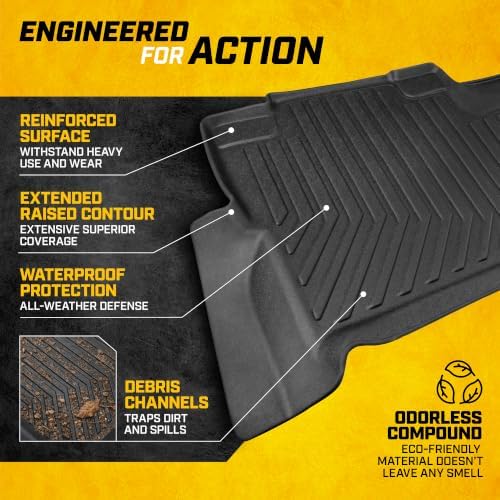 CAT® JustFit™ 3D Custom Fit Rear Floor Mat for Ford F-250 F-350 Super Duty Crew Cab 2017-2026, Heavy Duty Rubber Floor Liner Laser Measured, Ford Super Duty Accessories