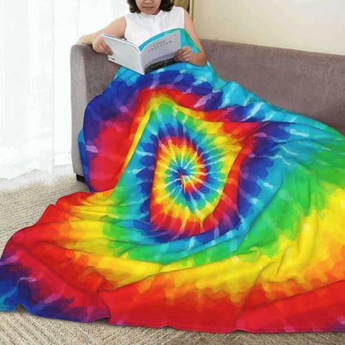 Tie Dye Rainbow Throw Blanket Flannel Fleece Autumn Lightweight Soft Fuzzy Cozy Blanket for Couch Bed Fall Decor Travel Blankets Holiday Kids Adult 60"x50" - Image 3