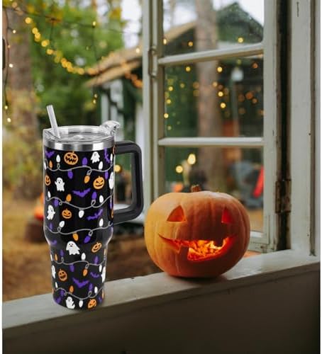 Halloween Tumbler 40oz Ghost Pumpkin Lanterns Goth Gifts for Women-1PCS - Image 2