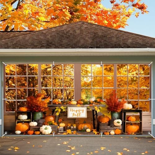 Fall Thanksgiving Garage Door Cover Decorations Banner Backdrop 7x16ft by Unknown