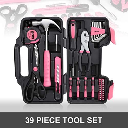 DNA MOTORING 39-Piece Portable Car Emergency Tool Kit, Home Repair Tool Kit, With Storage Box, Suitable For Home Diy, Car Repair, and Roadside Emergencies, Pink,TOOLS-00009 - Image 3