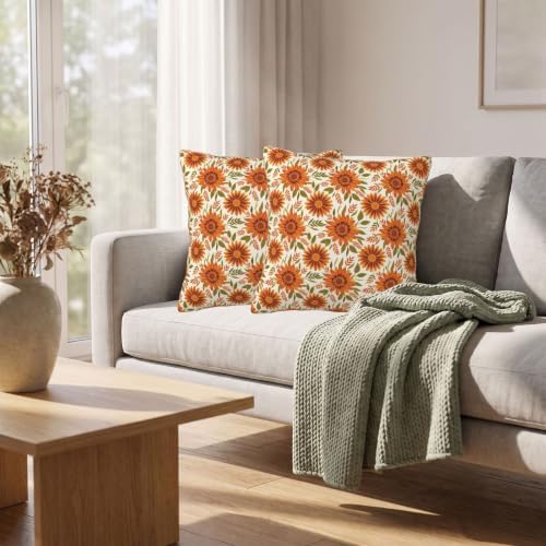 Boho Burnt Orange Abstract Floral Throw Pillow Covers 20x20 Set of 2 - Image 6