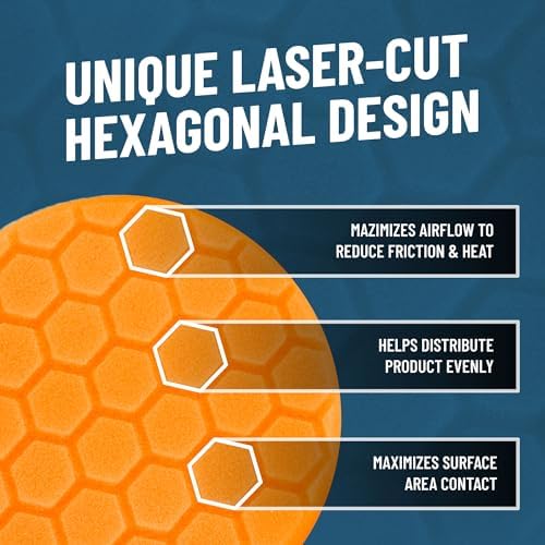 Chemical Guys Hex-Logic Medium Cut Polishing Pad Orange (6.5 Inch) (3 Pack) – Large Foam Pads for Swirl Removal & Gloss Enhancement On Big Panels - Image 2