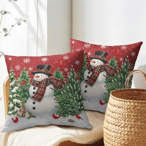 Christmas Snowman Pillow Covers 22x22 Set of 2 Red Highly Absorbent - Image 7