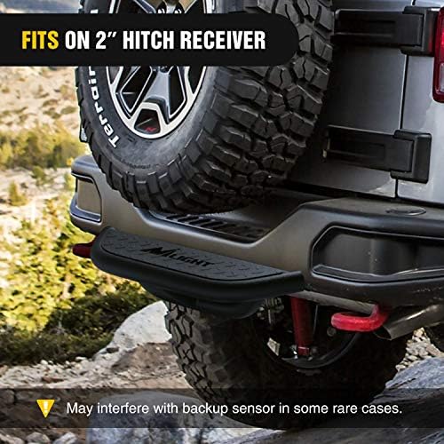 Nilight Hitch Step with 2" Hitch Receiver Rear Bumper Guard Protector Compatible with Car Truck Vehicles Upgraded Textured Black Hitch Step Bar with Hitch Lock & U-Bolts Stabilize