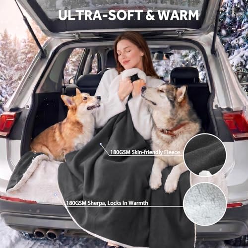 Sealy 12-Volt Electric Portable Heated Car Blanket, 59"x43", Grey