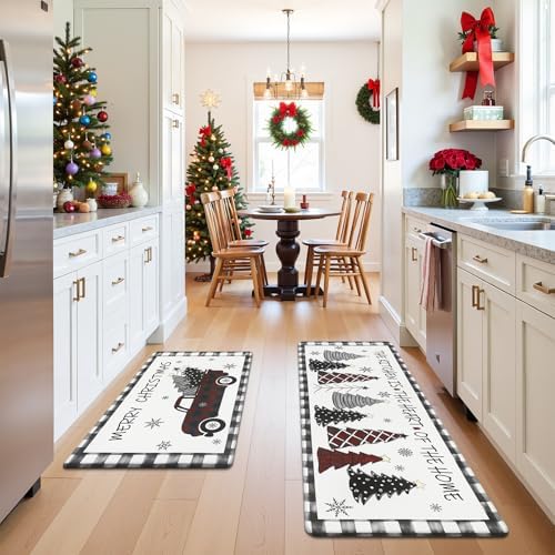 U'Artlines 2Pcs Christmas Anti Fatigue Kitchen Rugs and Mats,Tree, Truck by UArtlines