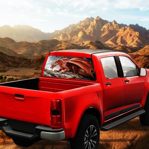 Mysterious Dragon Pickup Truck Decals Rear Window, Watercolor Western Animal Retro Automotive Decals and Graphics Rear Window Decals for Trucks, Car Window Decal Sticker 66 x 22 inch