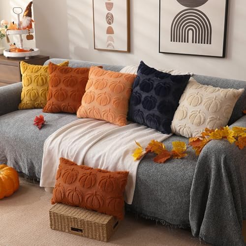 DFXSZ Fall Pillow Covers 12x20 2Pcs Light Orange Pumpkin Fall Decorations - Image 4