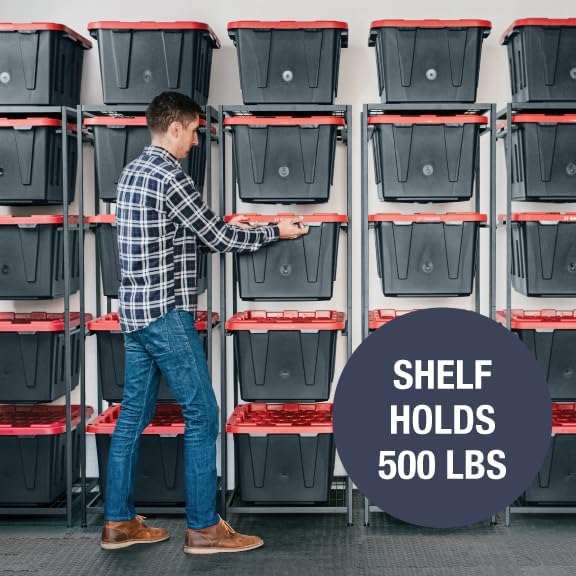 CleverMade 27 Gallon Tote Storage Rack, 10-Bin Double Tower, 500 lb, Black - Image 7