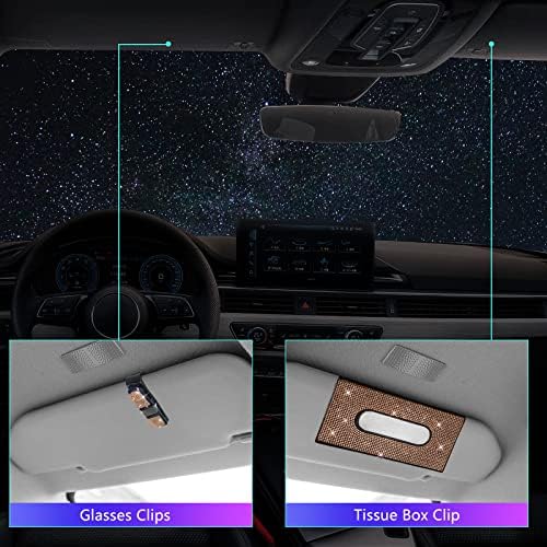 25PCS Bling Car Car Accessories Set,15 Inch Steering Wheel Cover,Shiny License Plate Frame,Center Console Cover and Rearview Mirror Set and Other Car Accessories(Champ) - Image 6