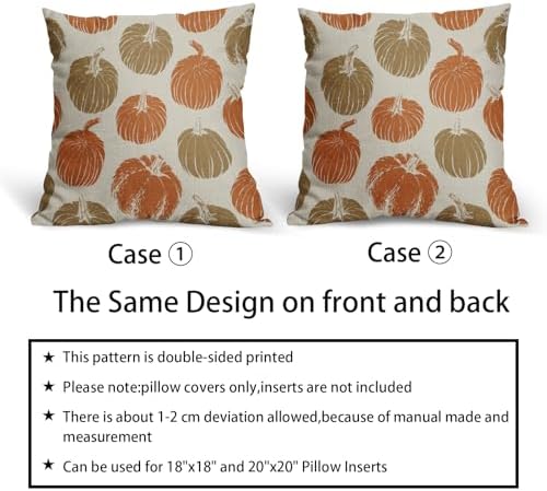 Brown Orange Pumpkin Fall Pillow Covers 16x16 Set of 2 Autumn Harvest Print Thanksgiving Decorative Throw Pillows Outdoor Farmhouse Cushion Case Seasonal Decor for Couch Sofa Bed - Image 6