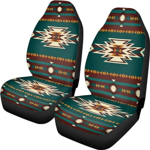 Tribal Aztec Seat Covers for Cars Front Seat, Two Pack Front Seat Covers Car Seat Protectors Universal fit SUV Truck Van Sedans Automotive Interior Covers Easy Install Clean