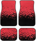 Red Black Bat Print Funny Halloween Car Floor Mats 4 PCS, Cute Durable Interior Accessories for Car SUV, All Weather Floor Mats with Front Rear Trunk Liners Set for Party