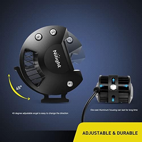 Nilight 2PC 4Inch Triple Row Lights 60W Flood Spot Combo 6000LM Bar Driving Boat Led Off Road Trucks with 12V On/Off 5 Pin Rocker Switch Power 16AWG Wiring Harness Kit-2 Leads