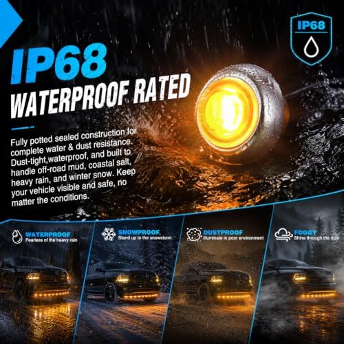 Nilight 3/4" Round Marker Lights 10PCS Amber Side Bullet Clearance Light